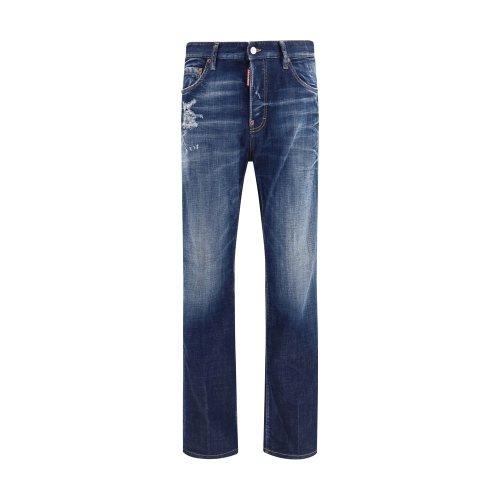 Blaue Baumwoll-Jeans mit Rissen