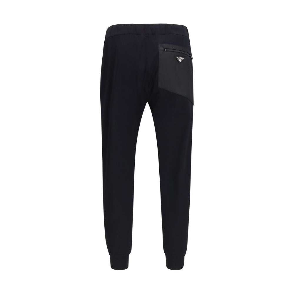 Schwarze Synthetik-Sporthose mit Kordelzug-Detail