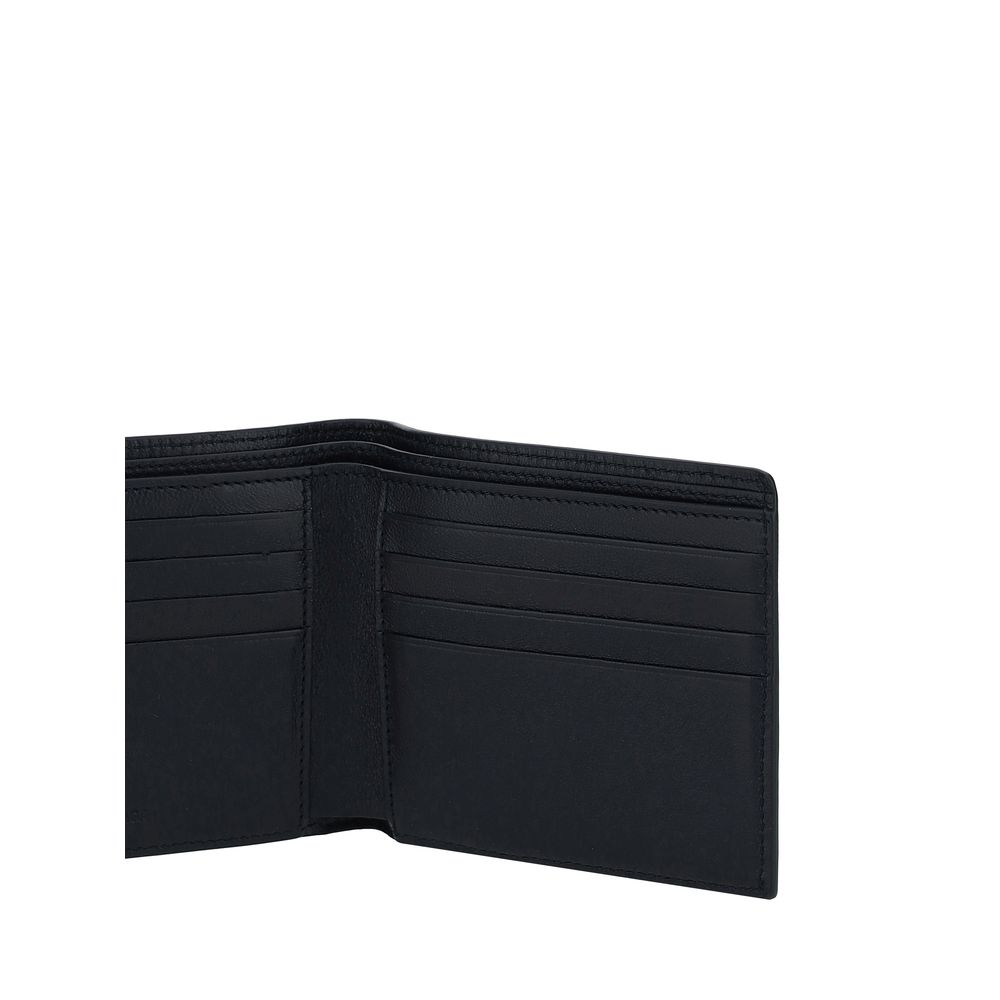 Black Leather Billfold Wallet with Logo by Balenciaga