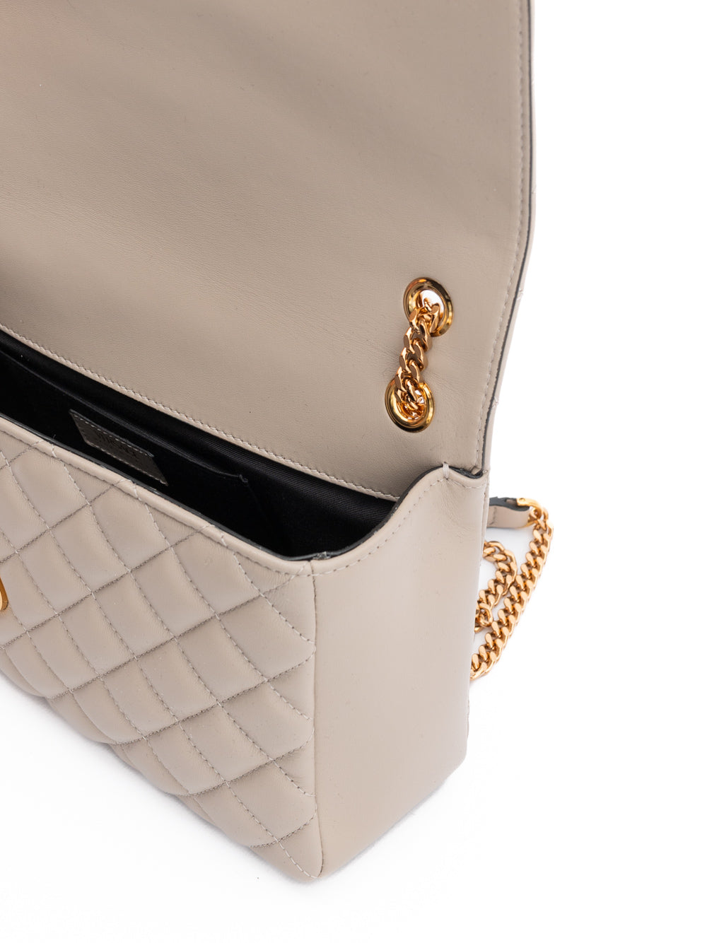 Taupe Leather Shoulder Bag with Quilted Design by Versace