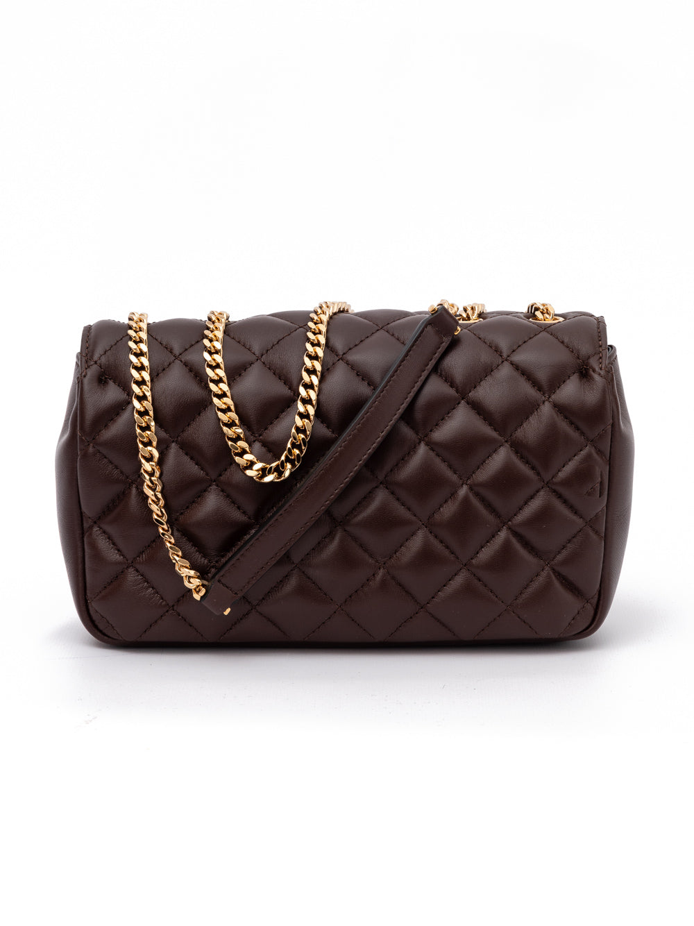 Brown Leather Shoulder Bag with Chain Strap