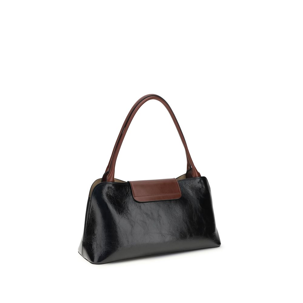 Black Leather Shoulder Bag with Medusa Detail by Versace