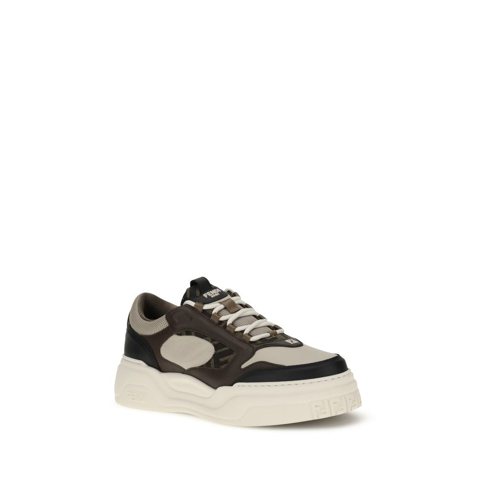 Schwarze klobige Leder-Sneakers von Fendi