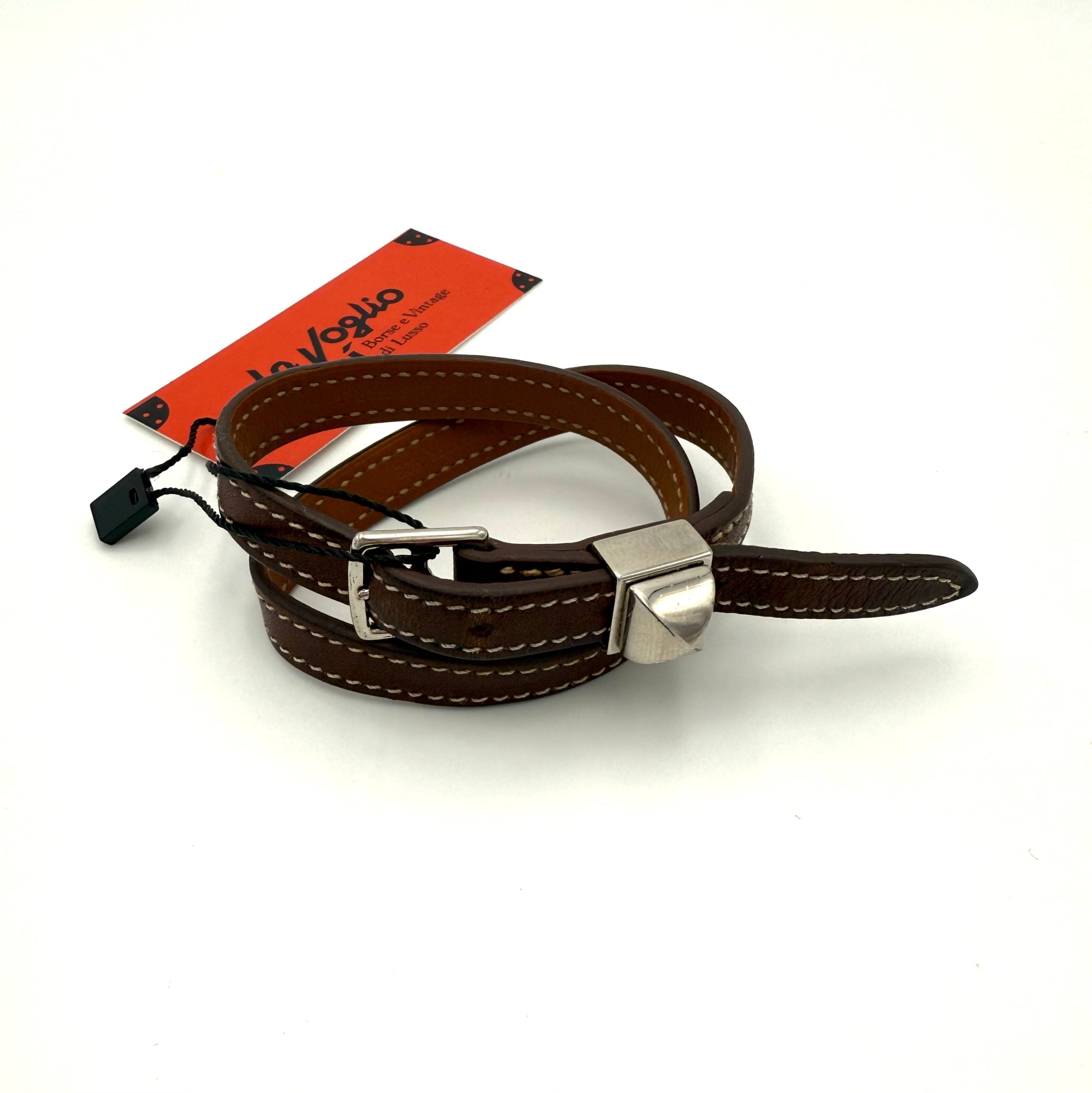 Hermès Silver Médor Leather Bracelet