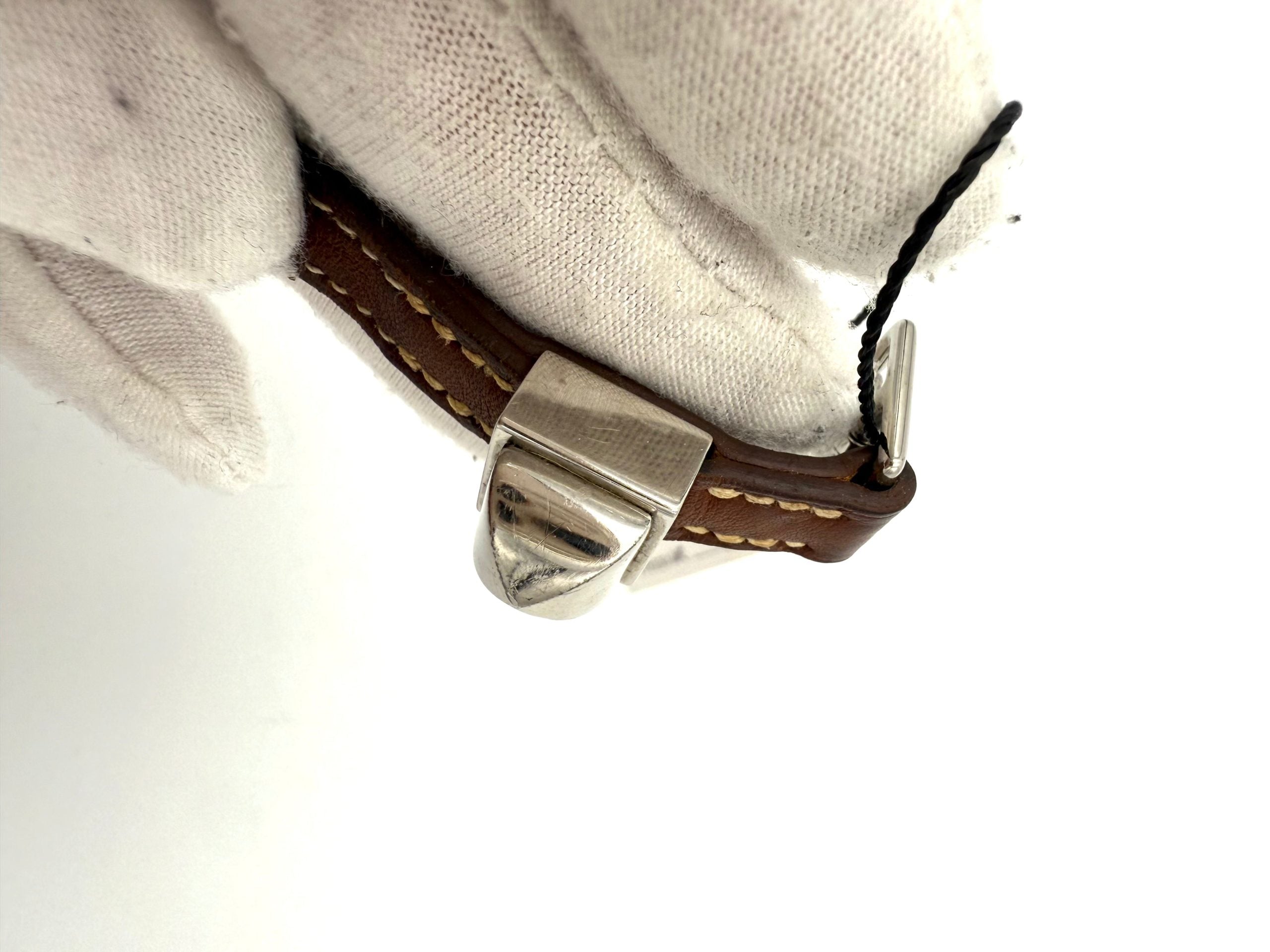 Hermès Silver Médor Leather Bracelet