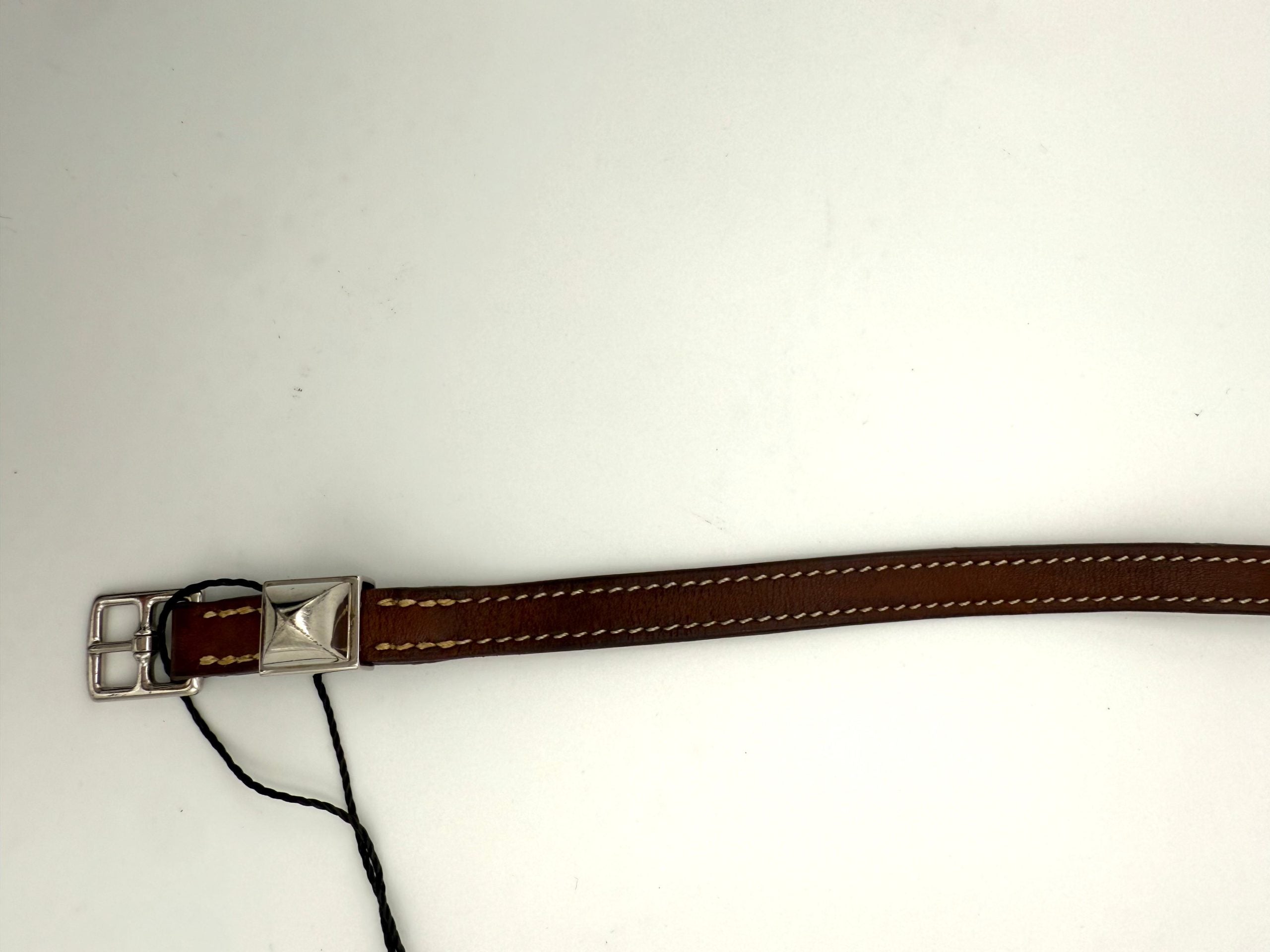 Hermès Silver Médor Leather Bracelet
