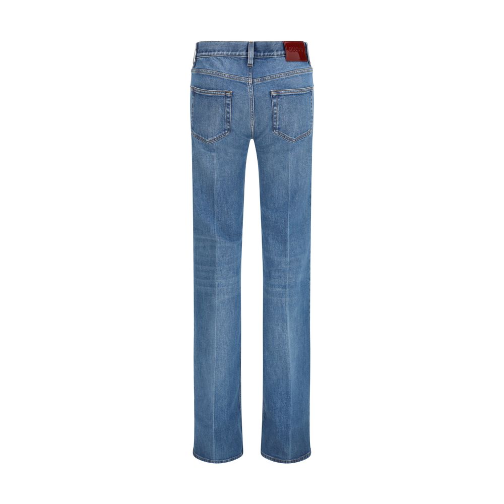 Blue Cotton Flared Jeans by Gucci