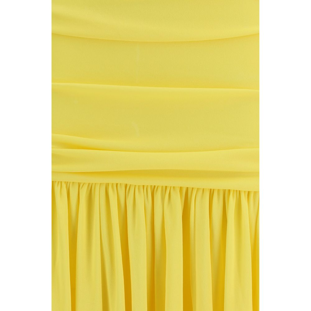 Bicolor Synthetic Viscose Pleated Midi Dress