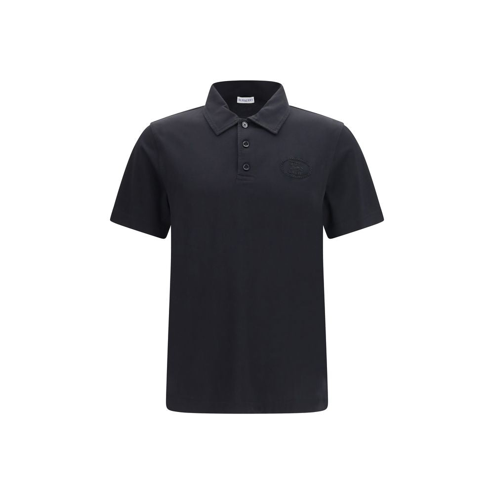 Blaues Baumwoll-Polohemd mit gesticktem Logo