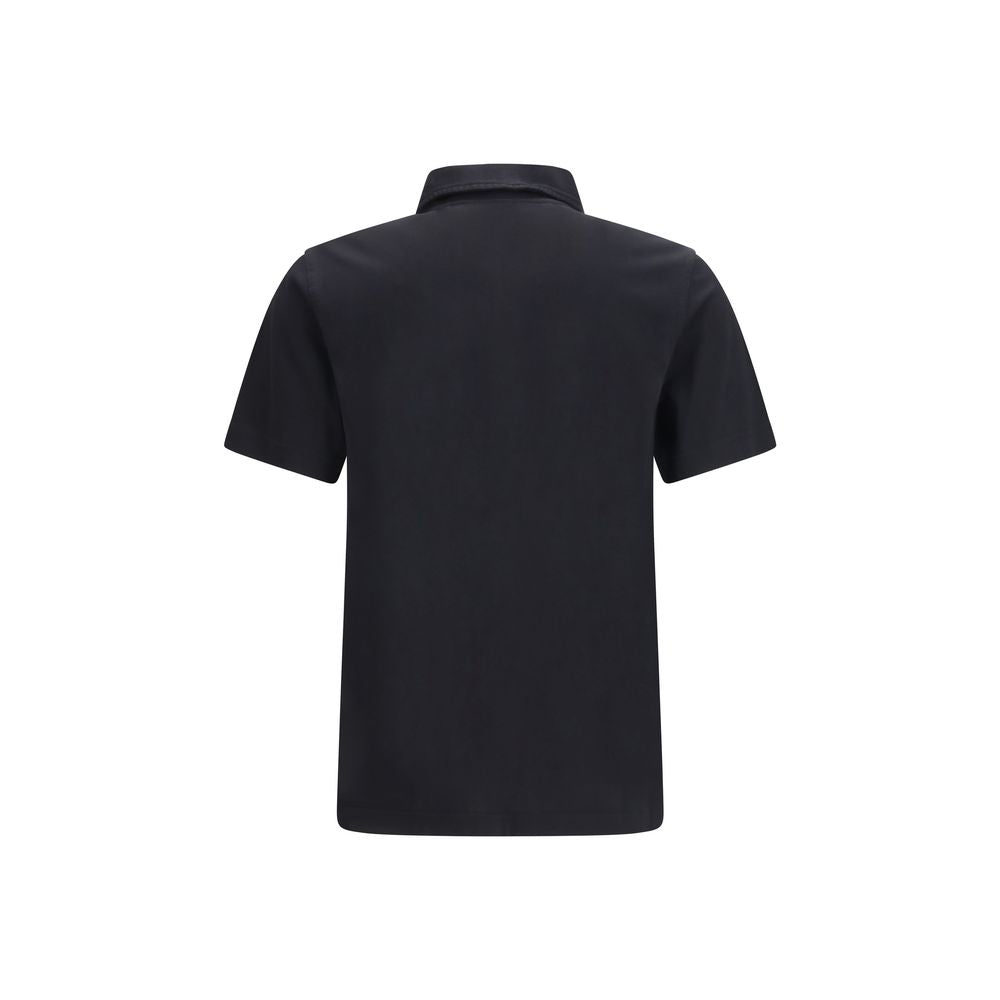 Blaues Baumwoll-Polohemd mit gesticktem Logo