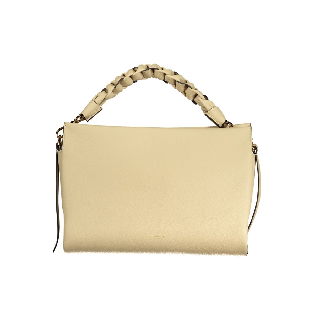 Beige Leather Handbag with Adjustable Strap by Coccinelle