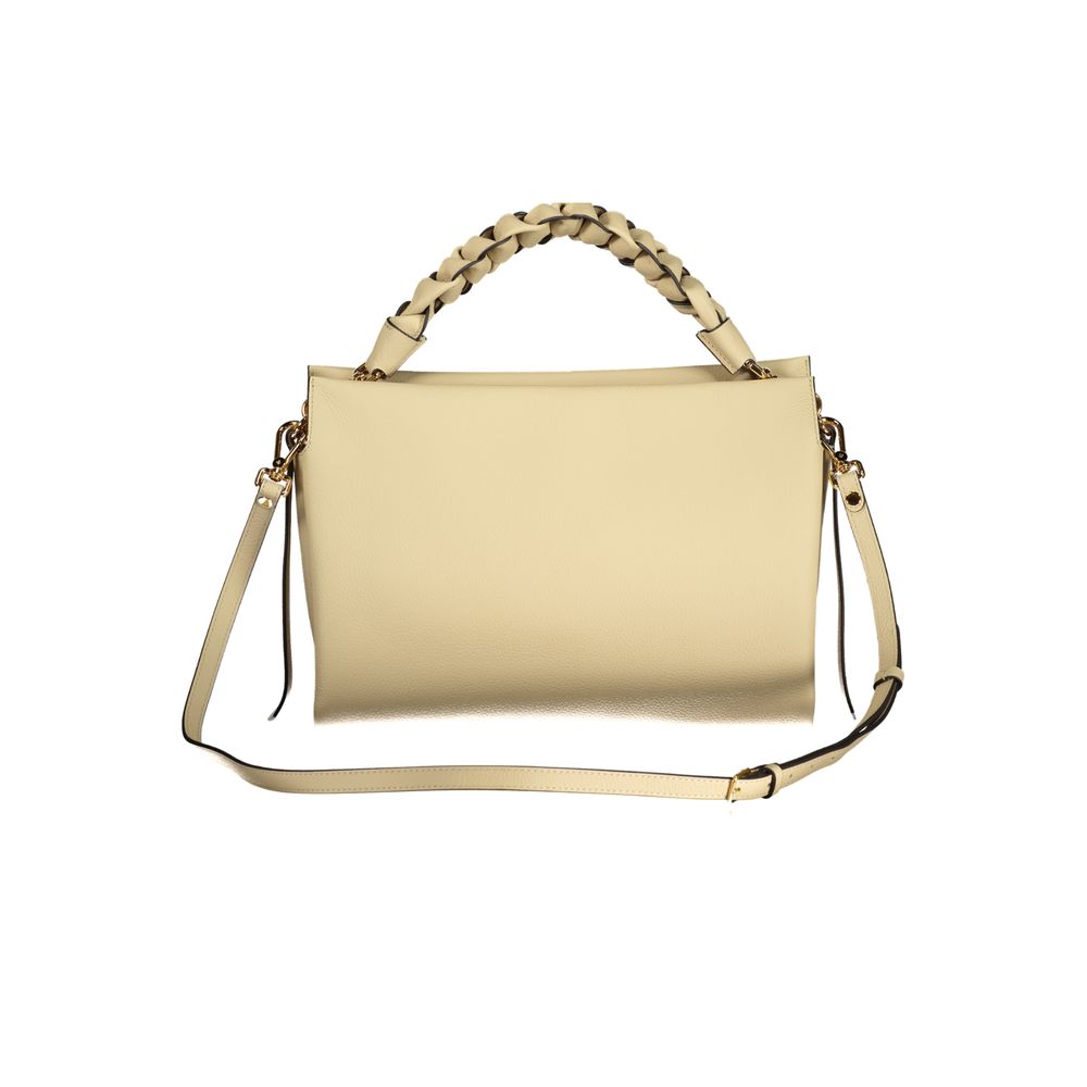 Beige Leather Handbag with Adjustable Strap by Coccinelle