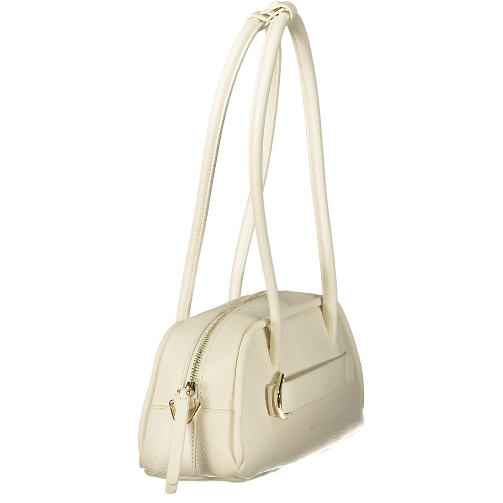 Weiße Lederhandtasche mit Reißverschluss von Coccinelle