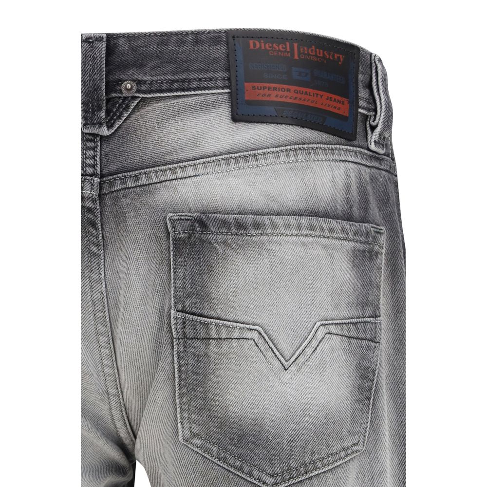 Graue Bootcut-Jeans aus Baumwolle mit Skelett-Waschung