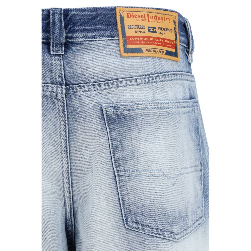 Blue Cotton Bootcut Jeans with Signature Skeleton Wash