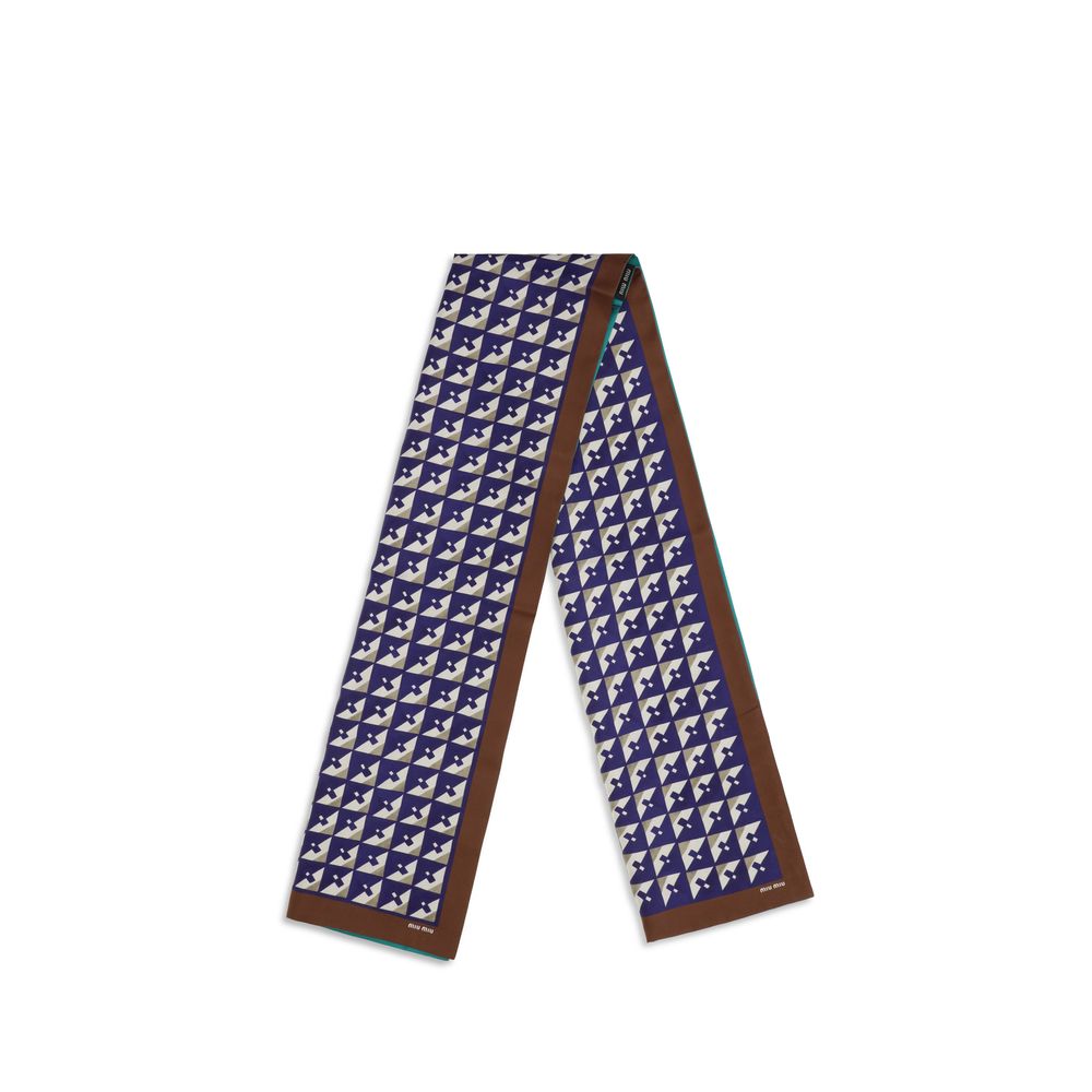 Multicolor Silk Scarf with Geometric Print