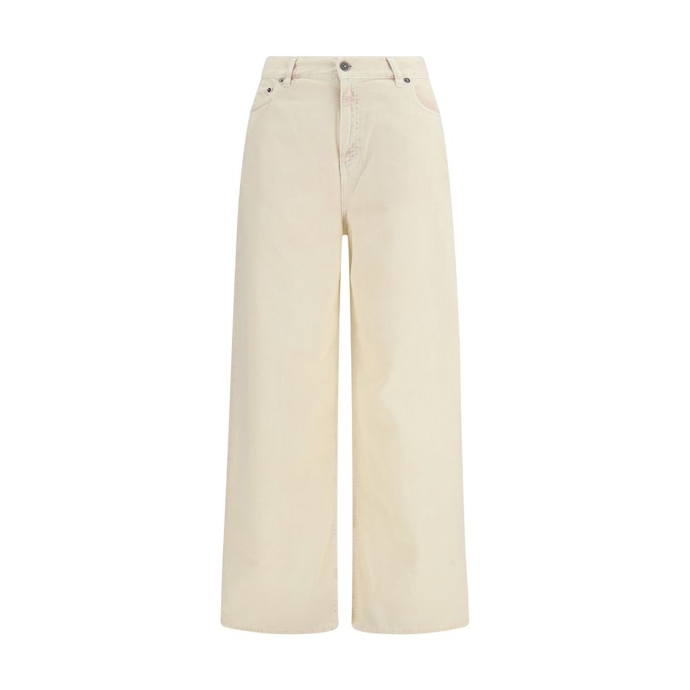 Bicolor-Jeans aus Baumwolle mit weitem Bein und legerer Passform