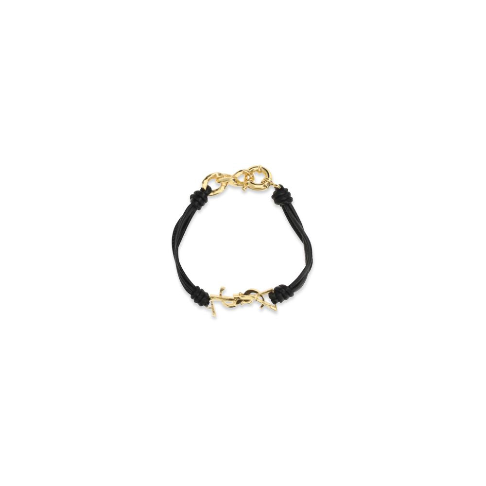 Schwarzes Leder-Multi-Wrap Cassandre Armband