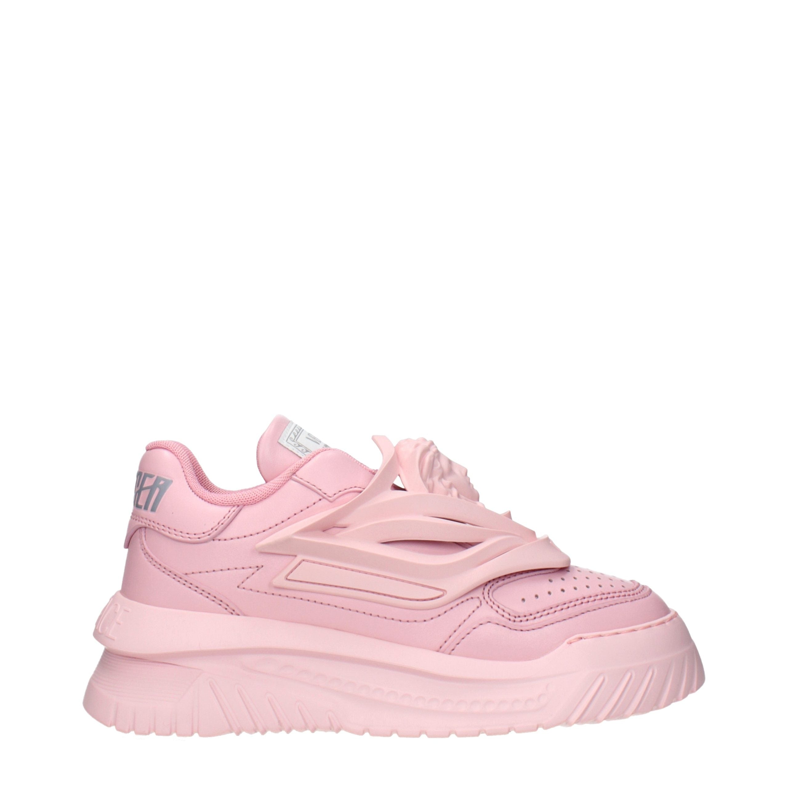 Pink Leather Versace Chunky Sneakers with Logo Detail