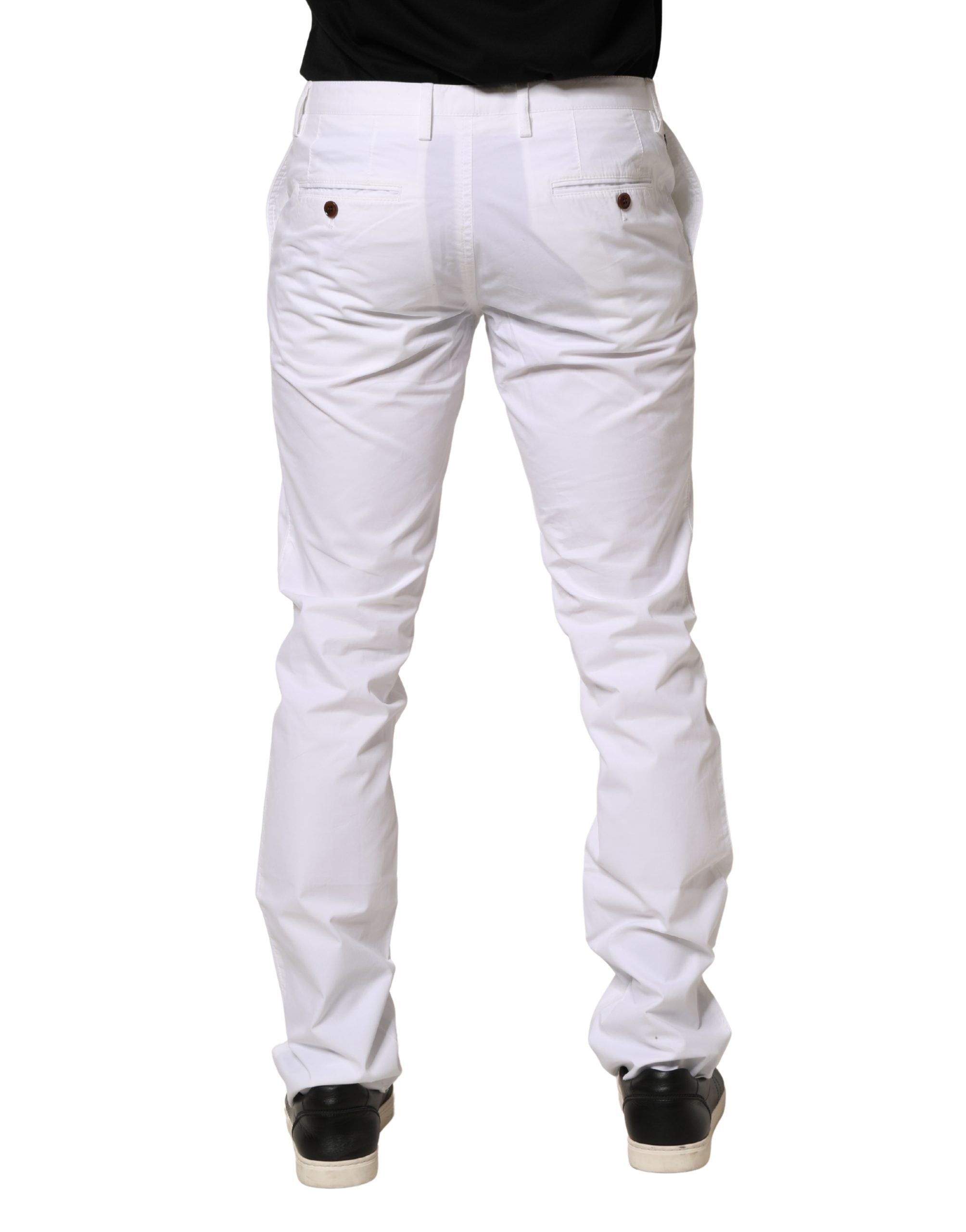 White Skinny Mid Waist Chino Trousers by HUGO BOSS
