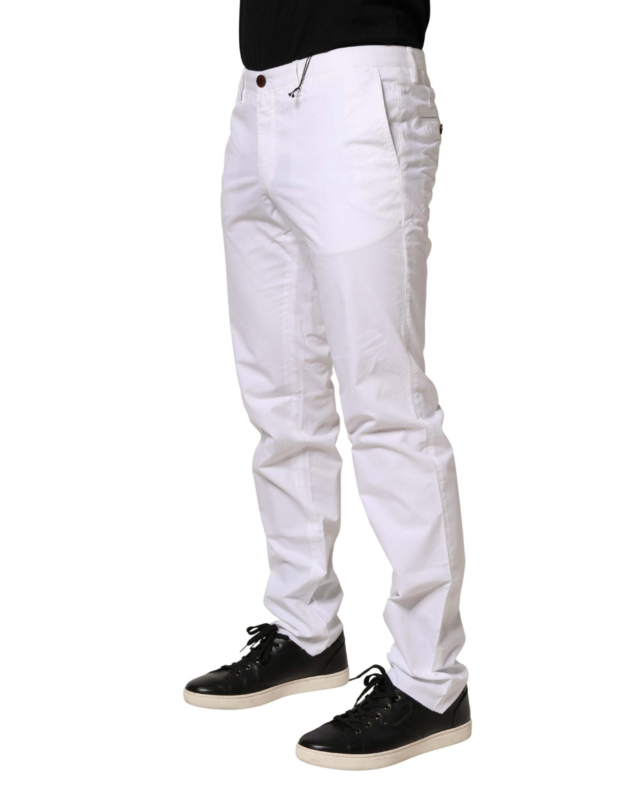 White Skinny Mid Waist Chino Trousers by HUGO BOSS