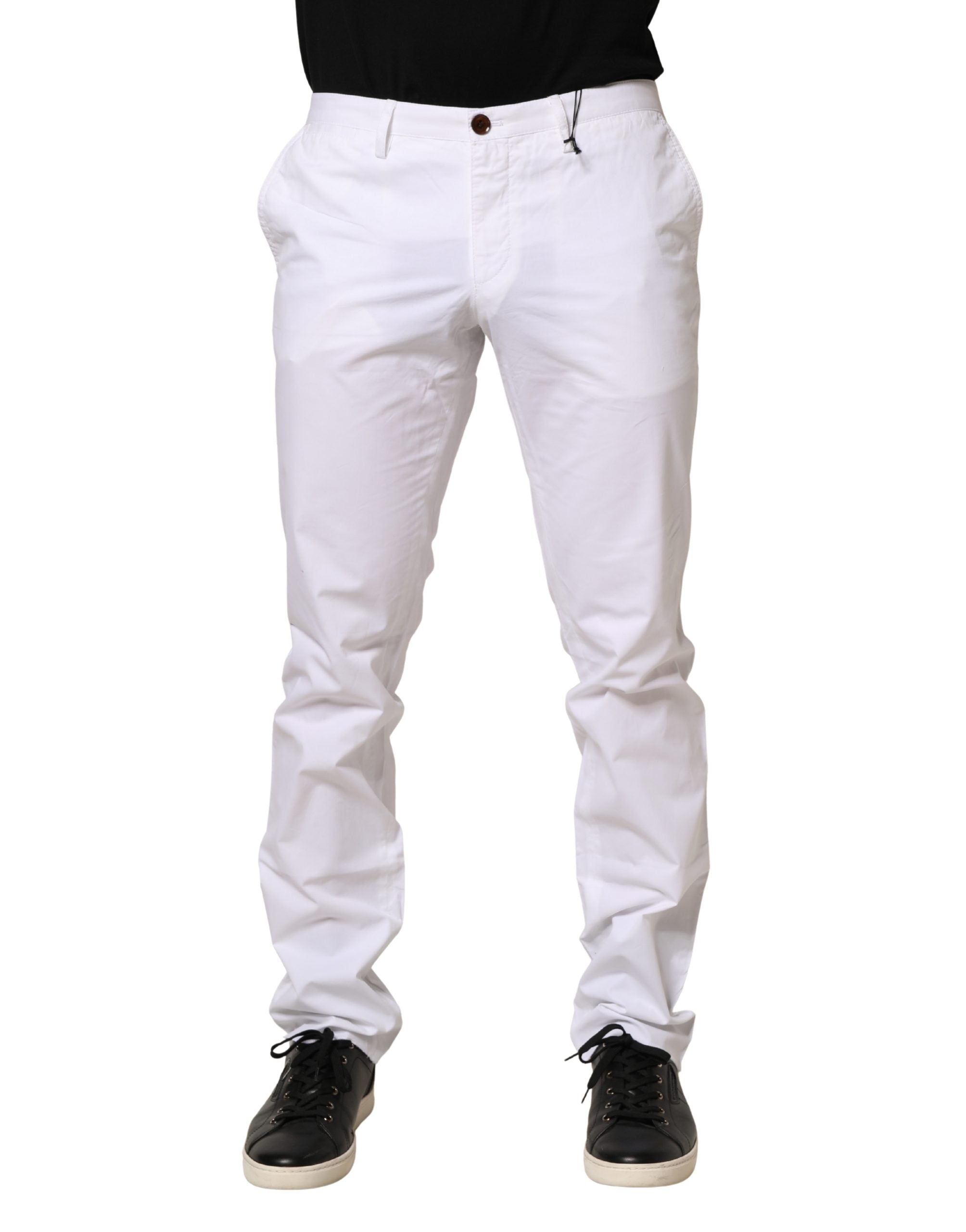 Weiße schmal geschnittene Chino mit mittlerer Bundhöhe von HUGO BOSS