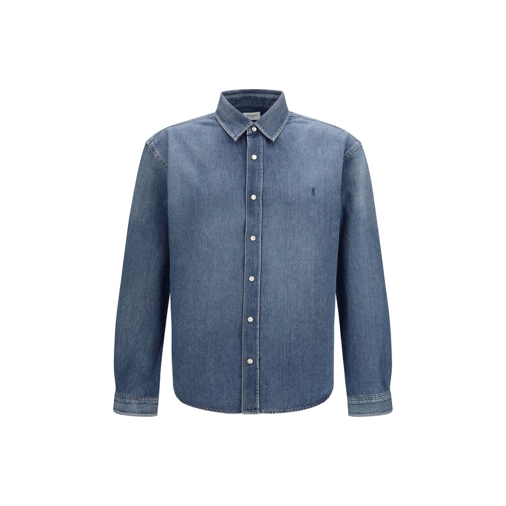 Blaues Jeanshemd aus Baumwolle mit Druckknöpfen