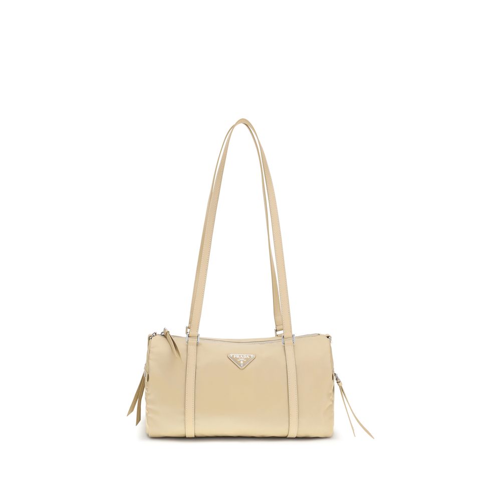 Beige Prada Shoulder Bag with Leather Details