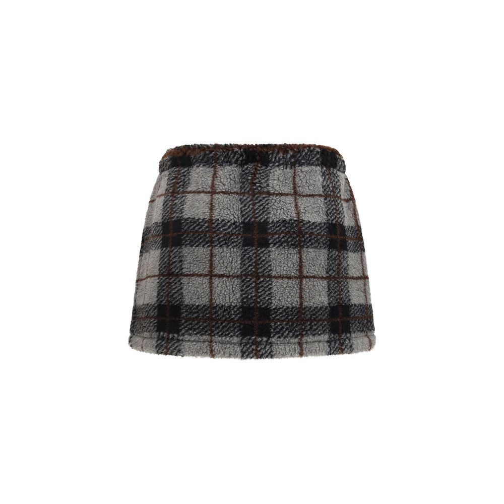 Multicolor Check Synthetic Mini Skirt by Miu Miu