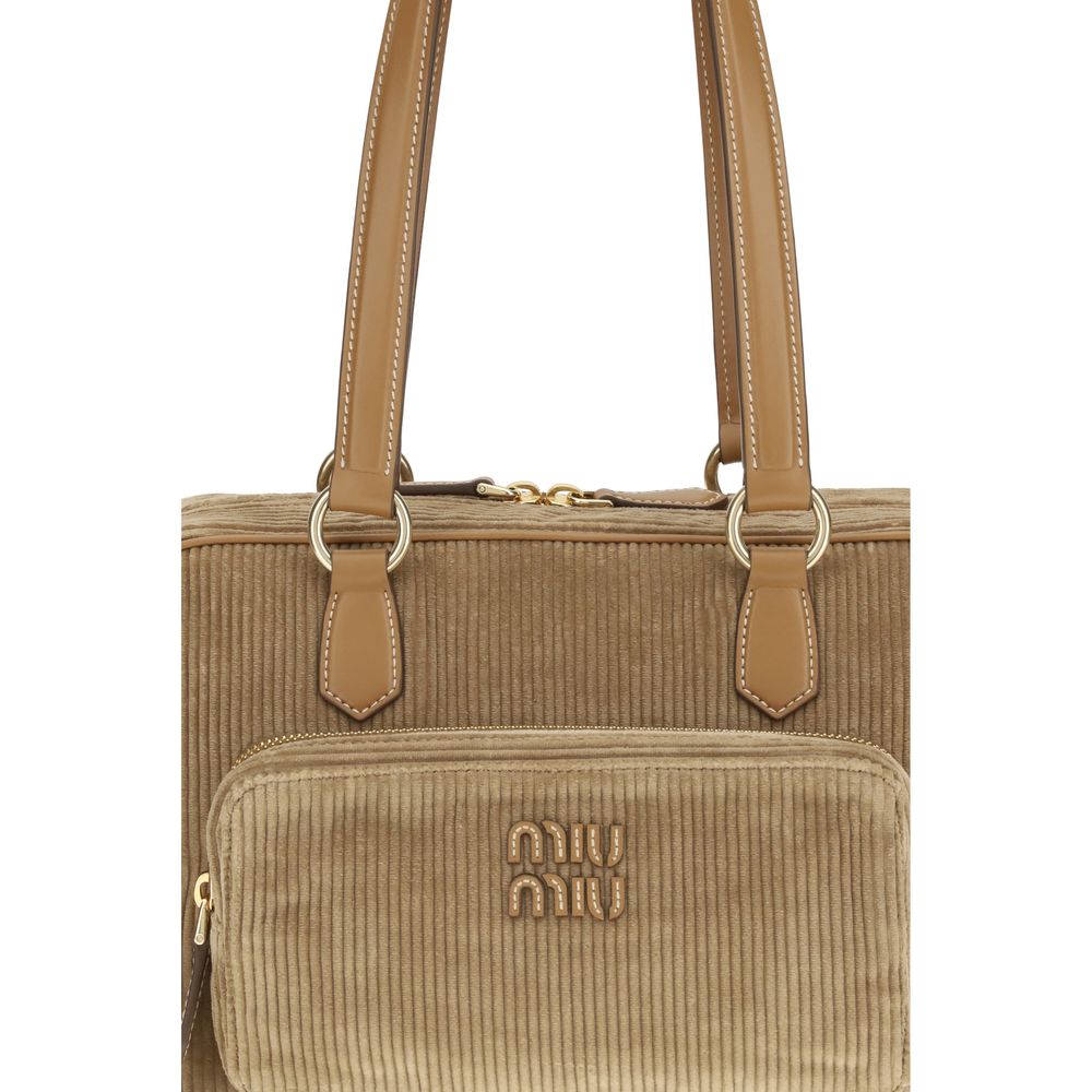Beige Baumwoll-Schultertasche