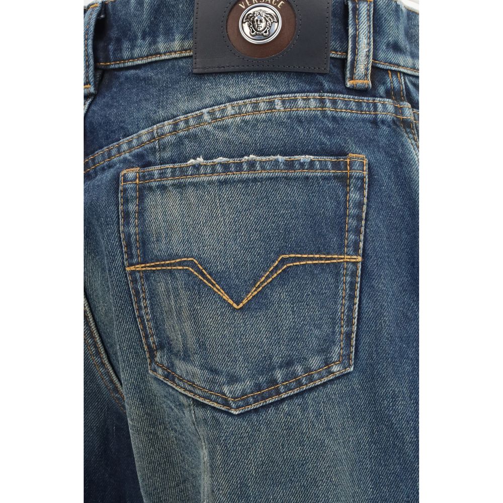 Jean droit en coton bleu Versace