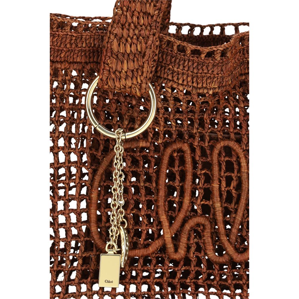 Brown Raffia and Leather Shoulder Bag