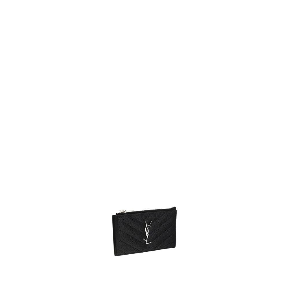 Schwarzes Lederportemonnaie mit Reißverschluss und Kartenfach