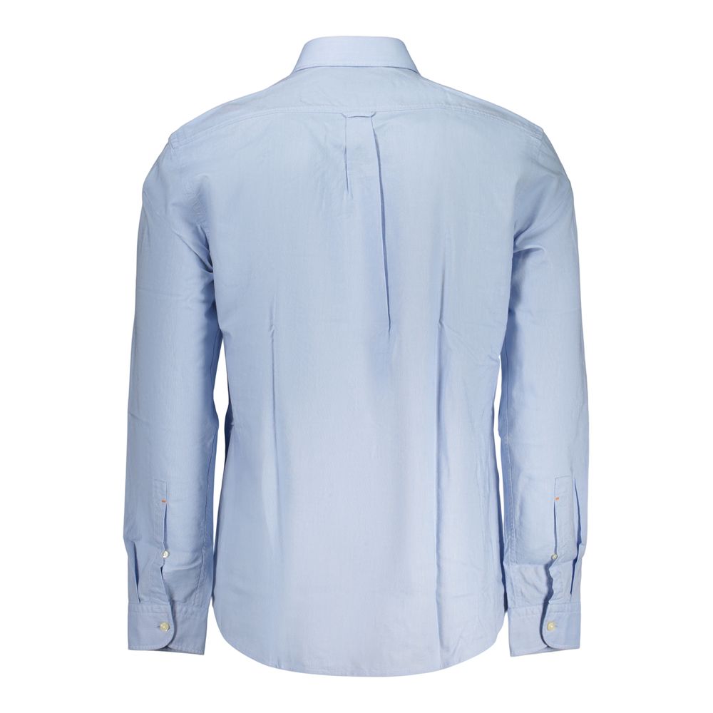 Azzurro Cotton Men's Shirt with Button-Down Collar