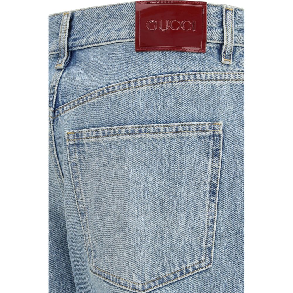 Light Blue Cotton Straight-Leg Jeans