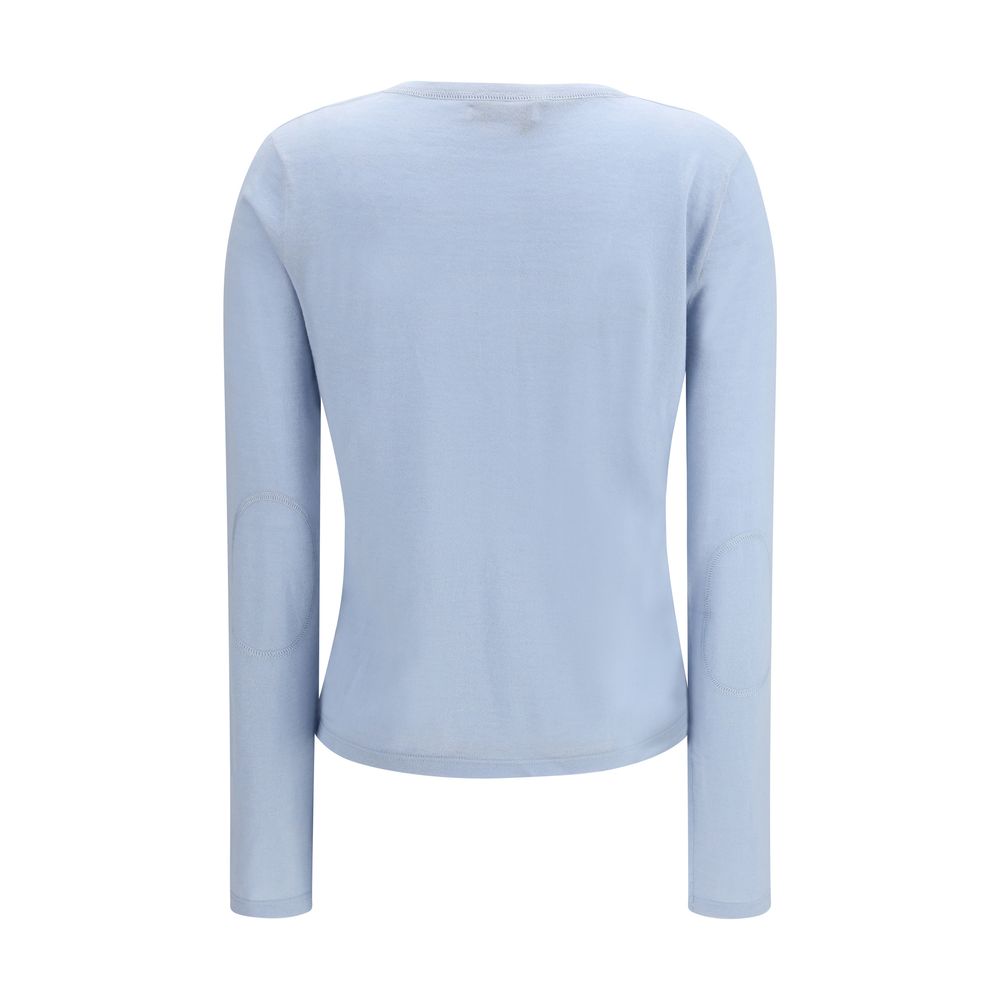 Blaues Kaschmir-Henley-T-Shirt von Miu Miu
