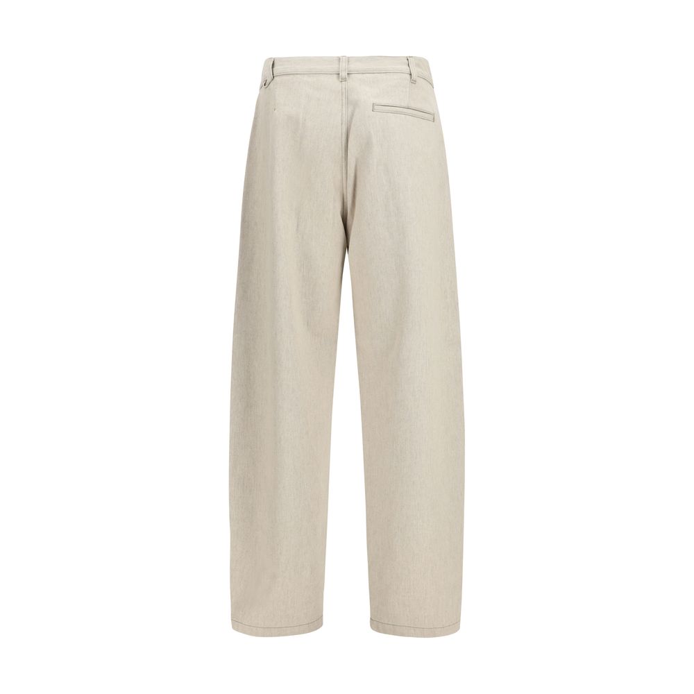 Beige Cotton Denim Pants by Jacquemus