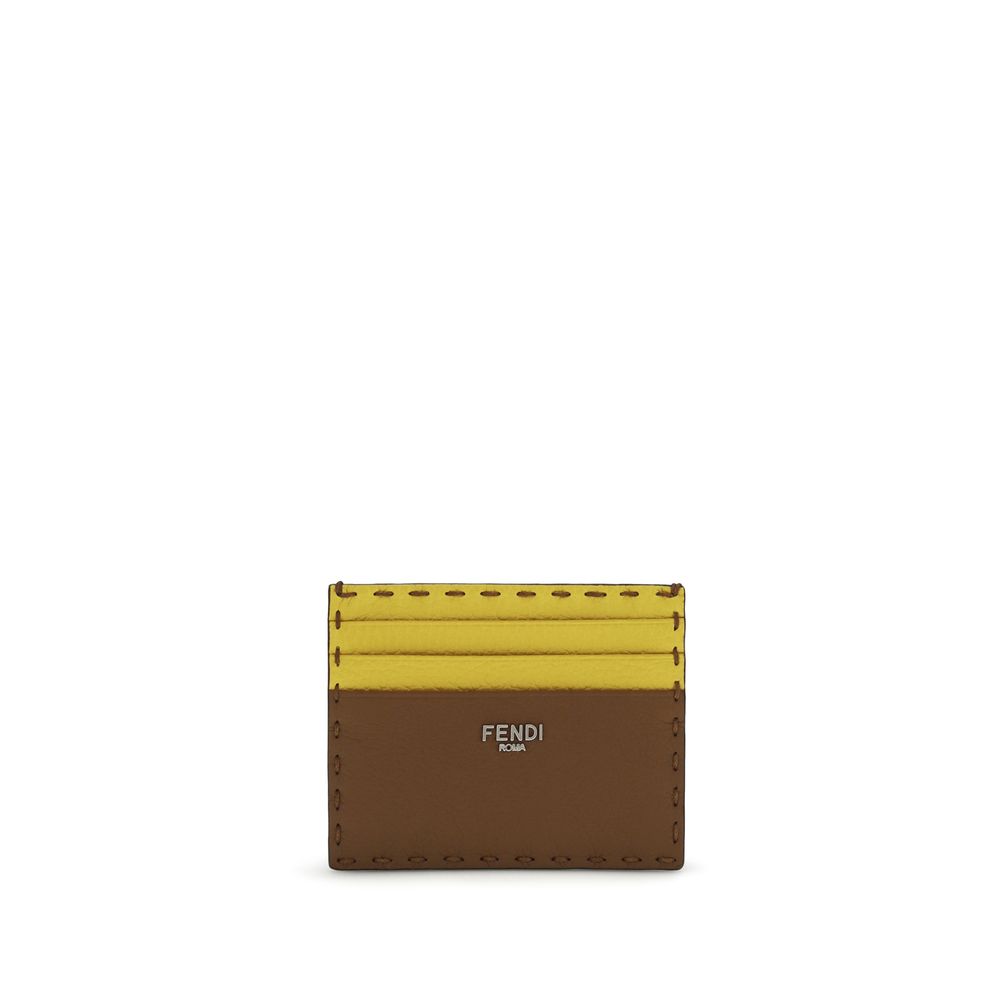 Multicolor Leather Wallet with Hand-Stitched Detail