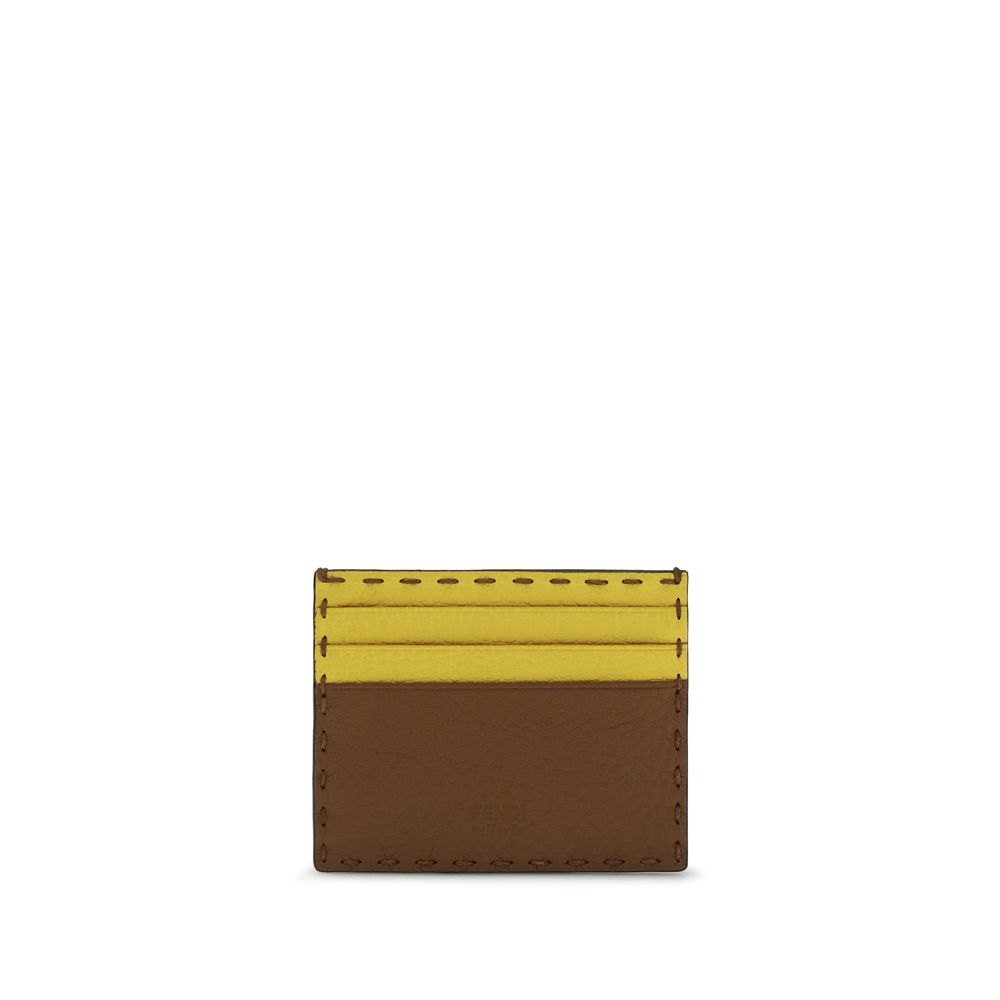 Multicolor Leather Wallet with Hand-Stitched Detail