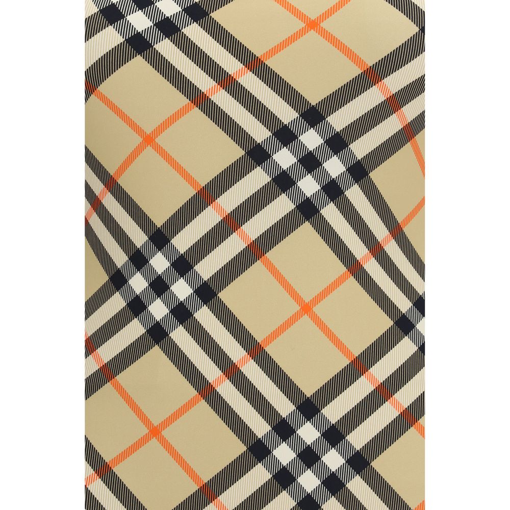 Beige Burberry Check Synthetic One-Piece Swimsuit