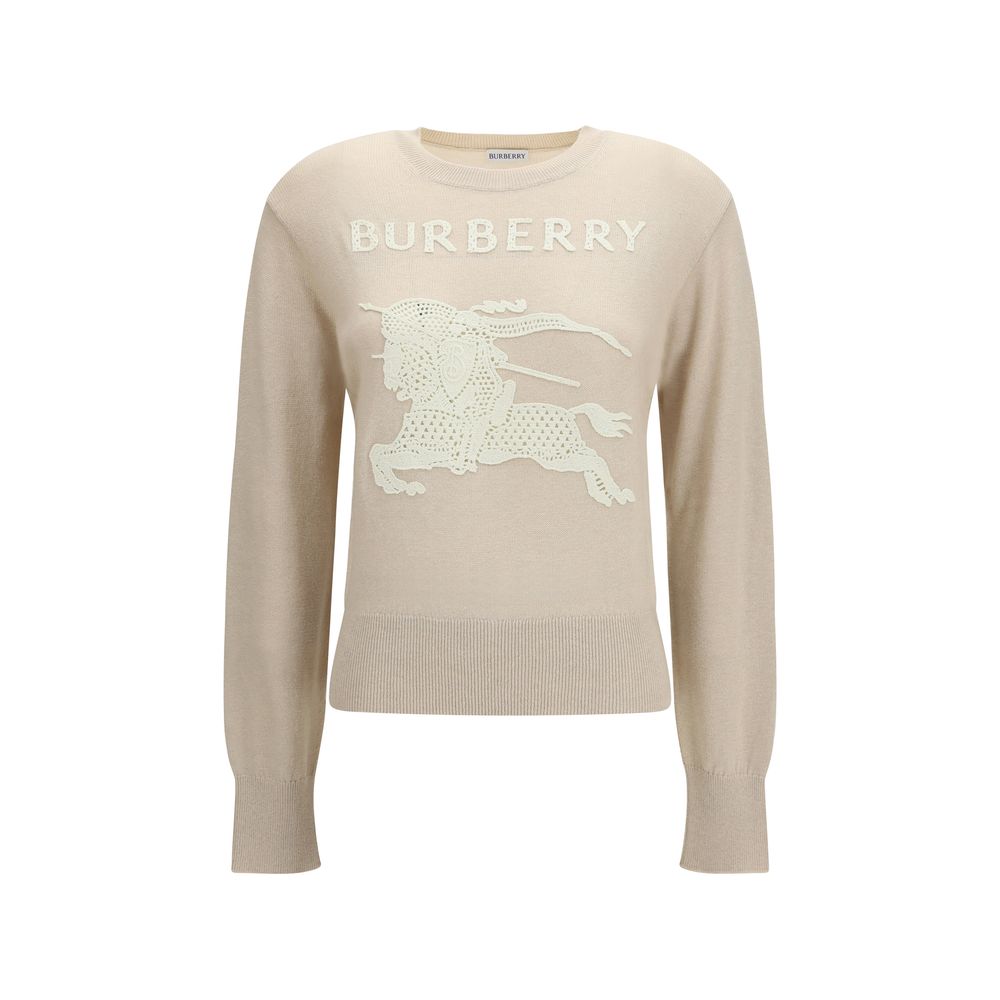 Beiges Kunstfasersweatshirt mit Stickerei