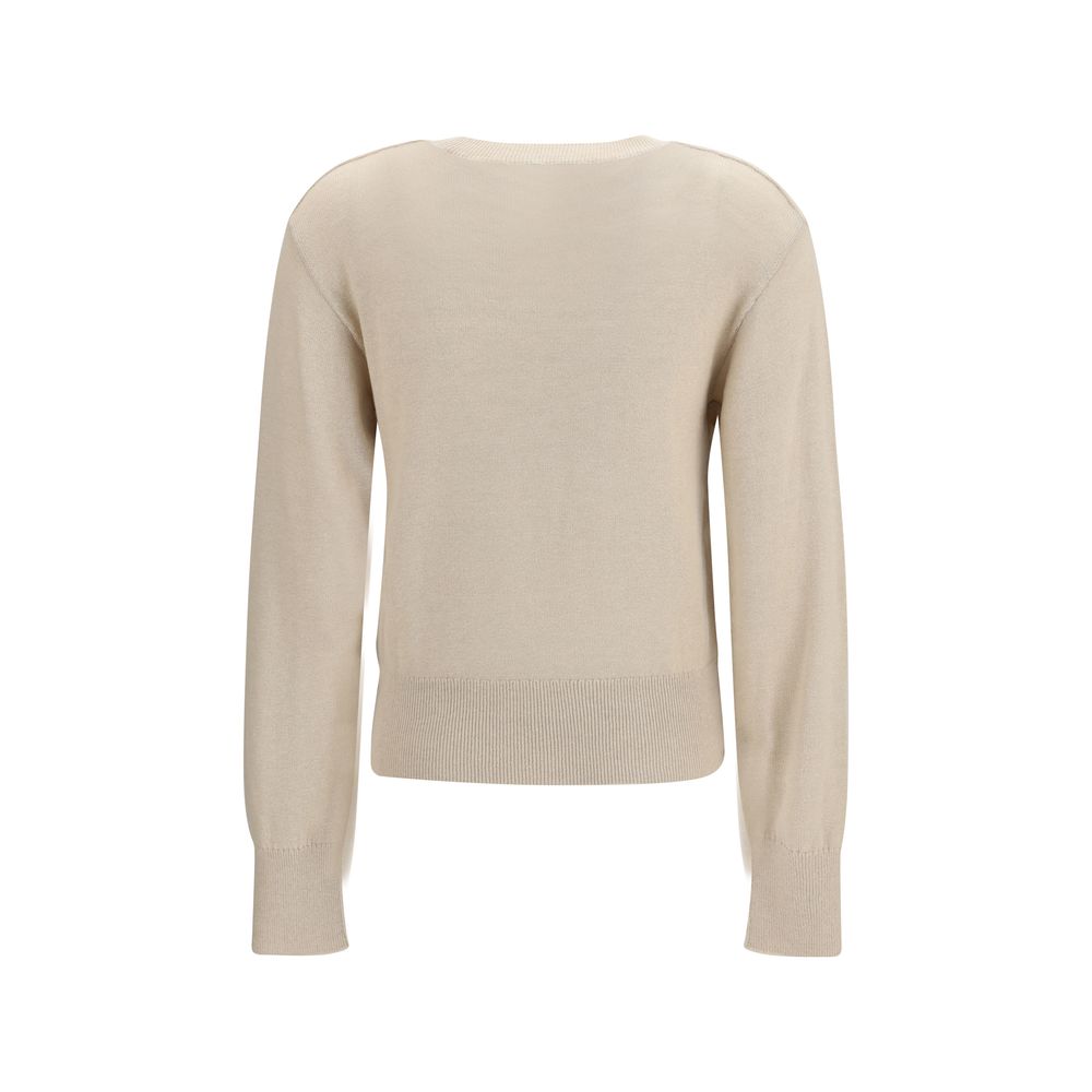 Beiges Kunstfasersweatshirt mit Stickerei