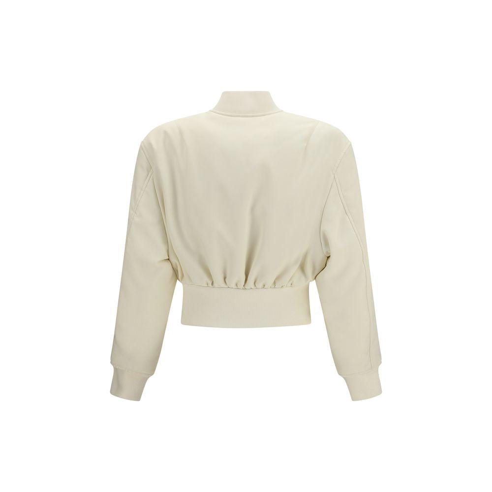 Beige kurze Bomberjacke aus Synthetik