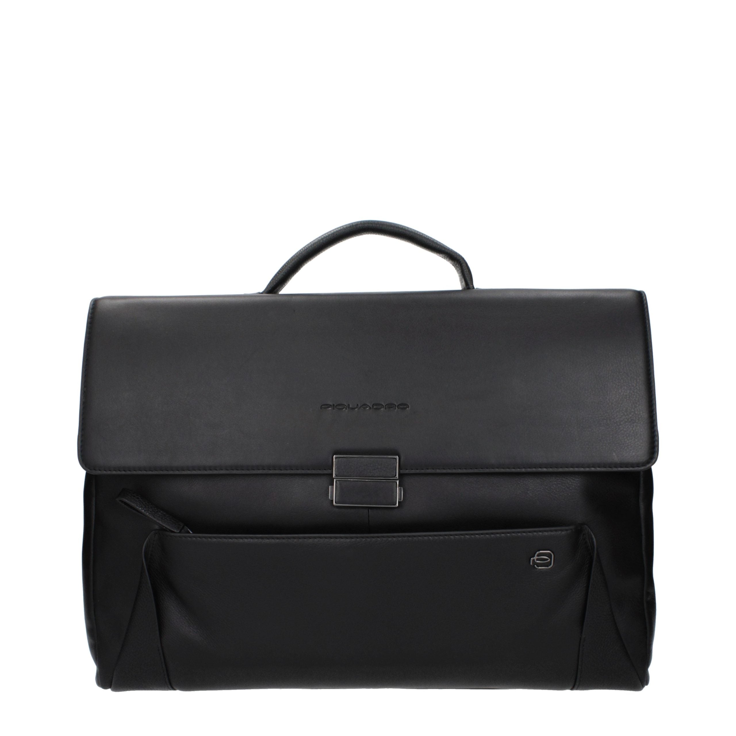 Schwarze Leder-Laptop- und Businesstasche von Piquadro