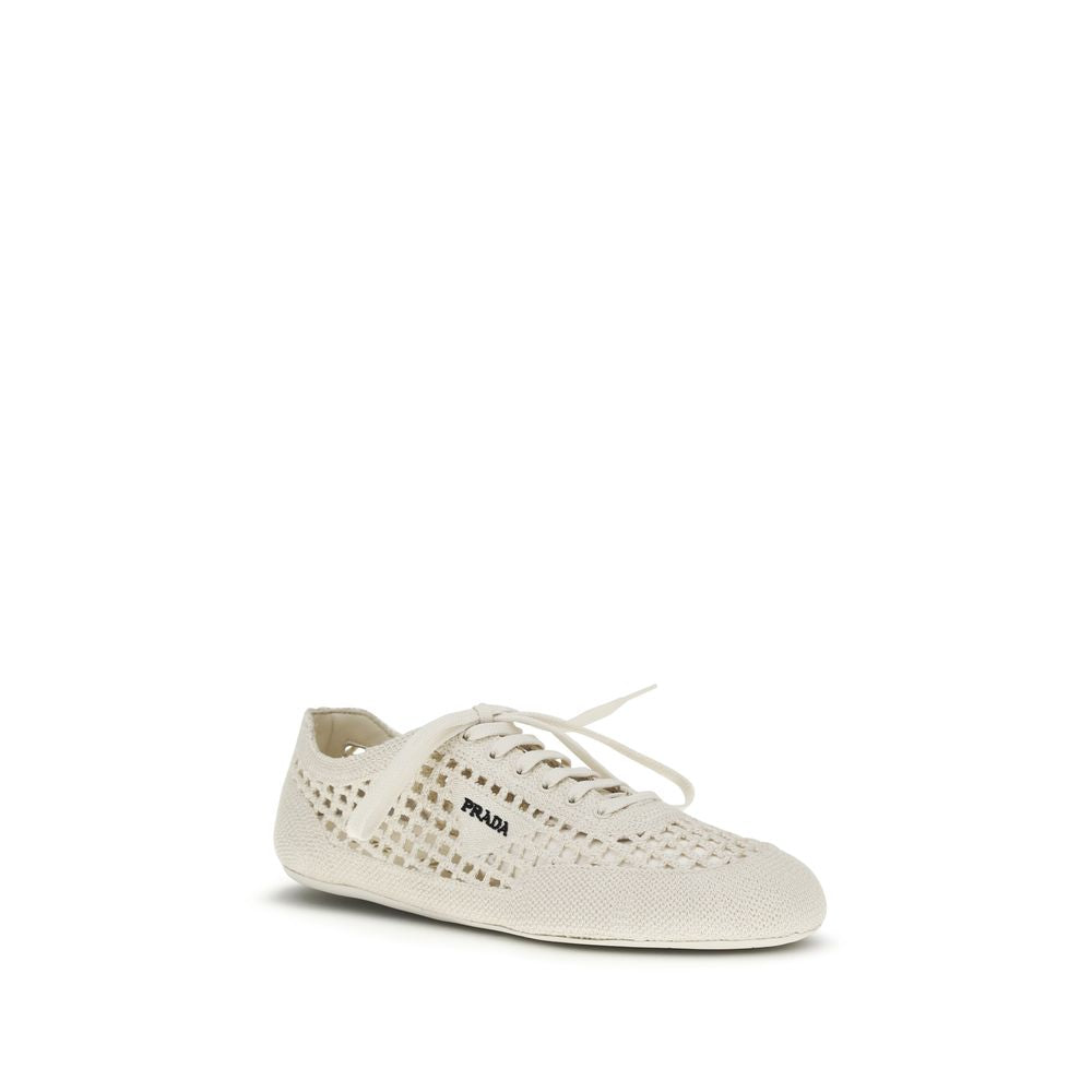 Beige Prada Sneakers with Crochet Texture
