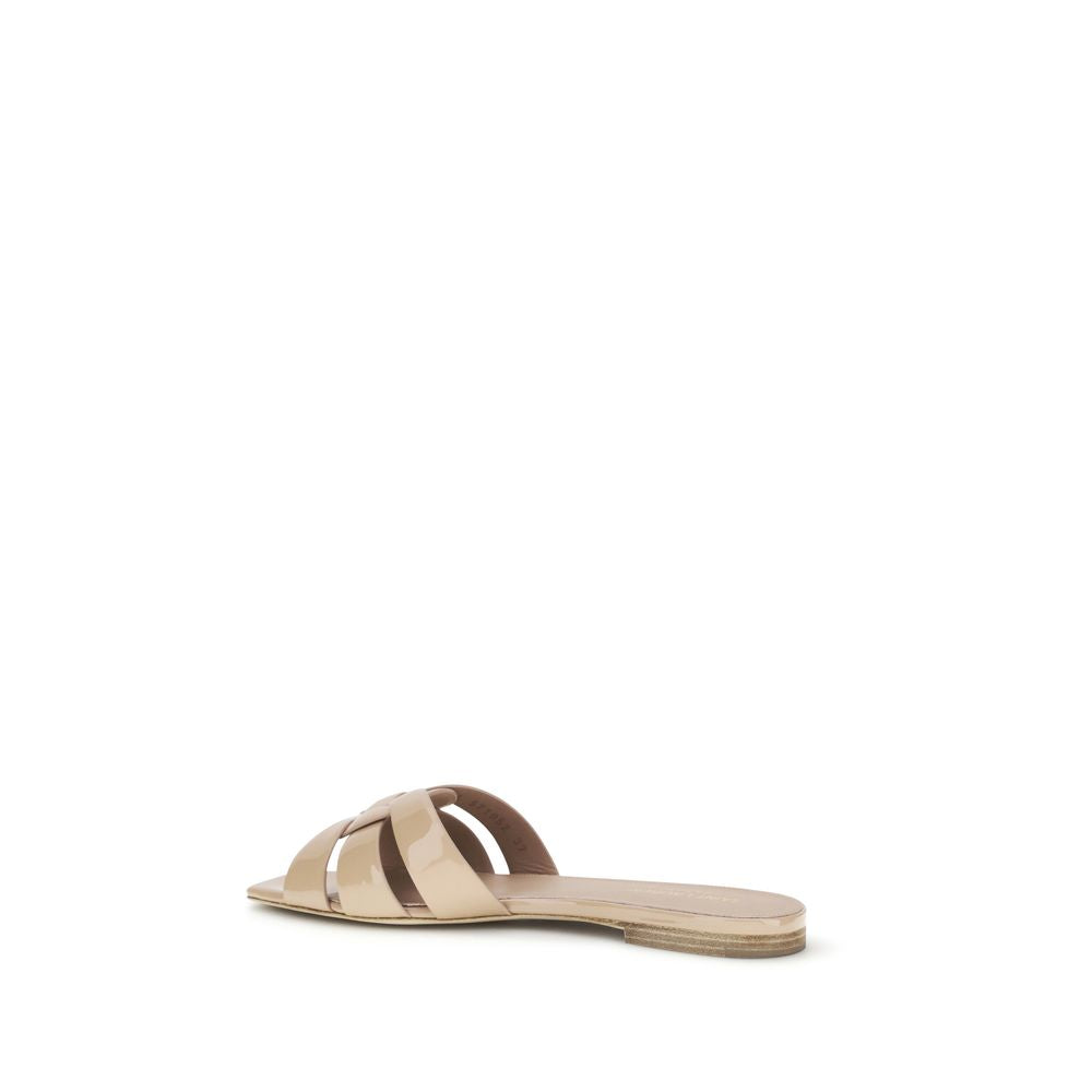 Saint Laurent Multicolor Kalbsleder Bos Taurus Flache Sandalen