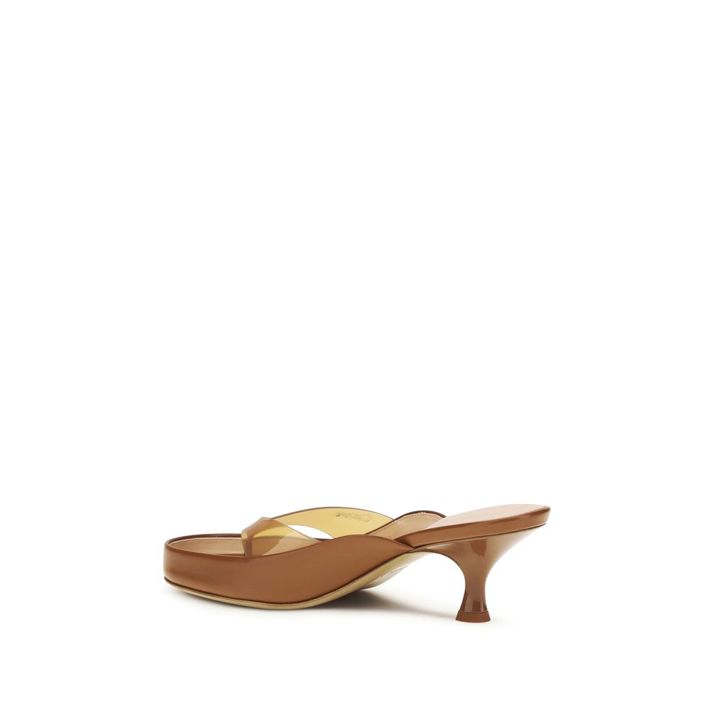 Brown Leather Stiletto Heel Sandals