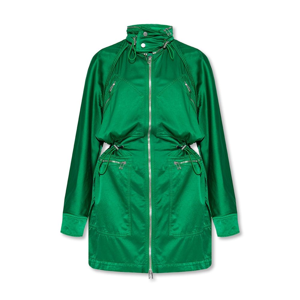 Zweifarbiger Baumwoll-Damenparka mit Tunnelzug in der Taille