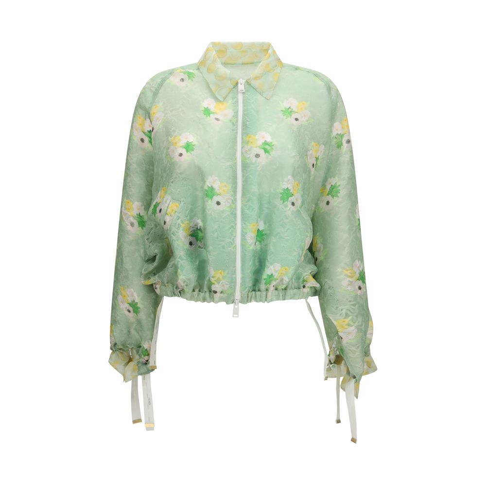 Zweifarbige Bomberjacke aus Seidenorganza-Spitze