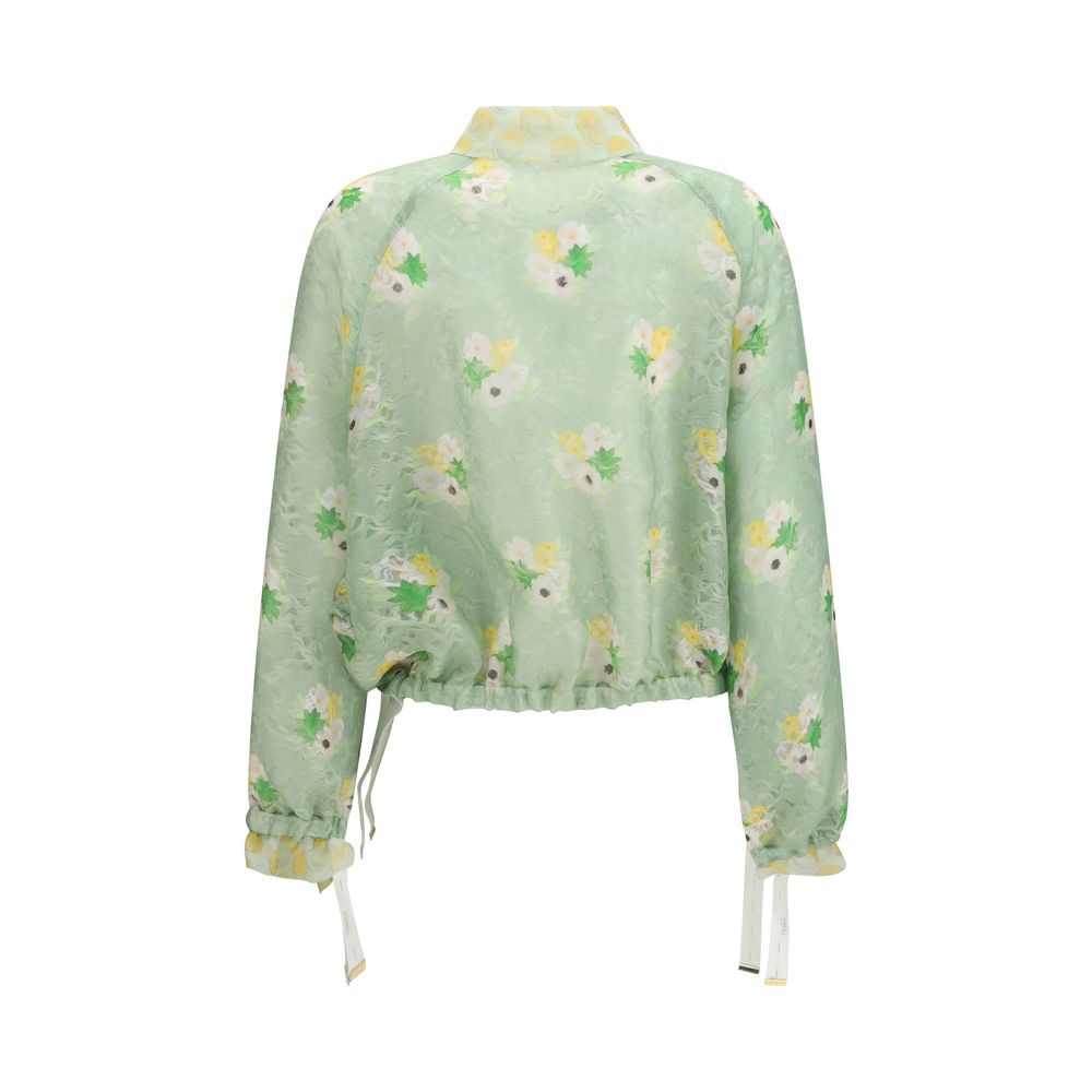 Zweifarbige Bomberjacke aus Seidenorganza-Spitze